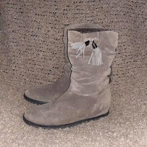 STUART WEITZMAN-Brown Suede-Slouch-Hidden Heel-Winter Boots-Sz 8.5-Excellent